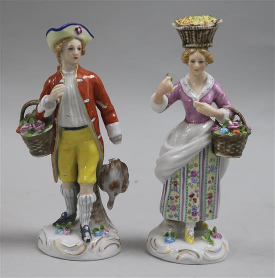 A pair of Dresden figures